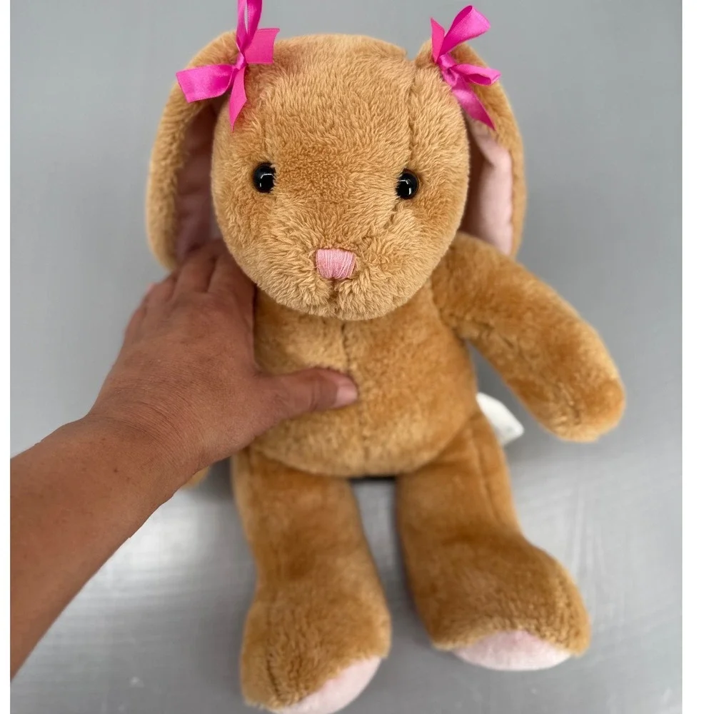 Build-A-Bear Workshop Lil Caramel Bunny‎ Rabbit Plush Pink Bows 2012 019466